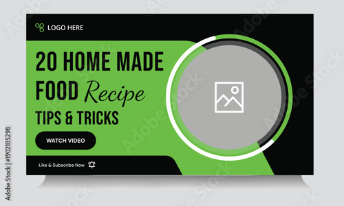 Food recipe daily tips and tricks video cover banner design, delicious food recipe tips and tricks video cover banner design, editable vector eps 10 file format