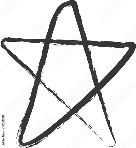 Star Handdrawn Brush Line Art