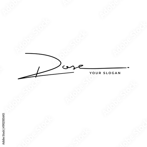 Rose name signature logo vector design