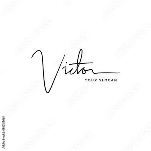 Victor name signature logo vector design