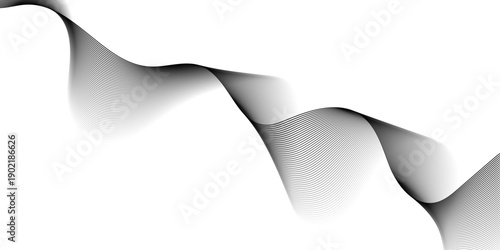 Modern abstract wave digital black and white geometric technology. Abstract line wave gradient poster blend background vector.