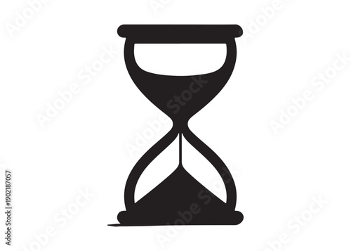 hourglass logo silhouette vector, silhouette hourglass vector illustration, sandglass silhouette logo, sand flowing inside hourglass showing time passing logo vector silhouette on white background