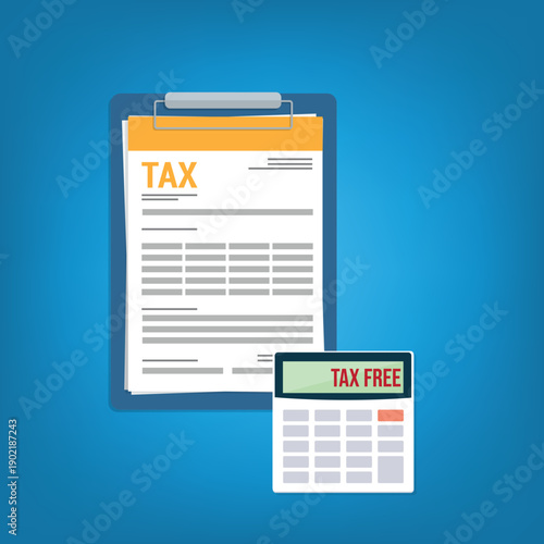 tax form and calculator with the word tax free	