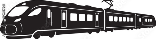 Electric Train Icon in silhouette on white background.