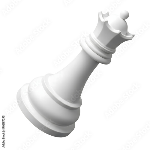 3D White chess queen icon, 3D Illustration. Mockup template. 3D Rendering