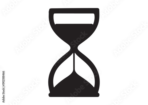 hourglass logo silhouette vector, silhouette hourglass vector illustration, sandglass silhouette logo, sand flowing inside hourglass showing time passing logo vector silhouette on white background