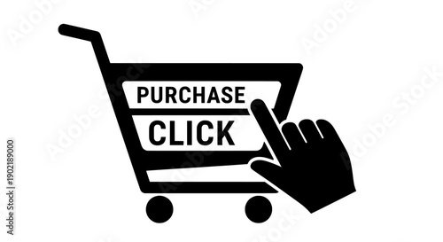 Shopping cart purchase click vector illustration, e-commerce and online shopping concept