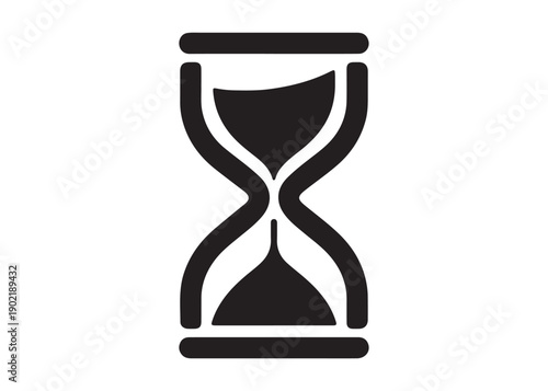 hourglass logo silhouette vector, silhouette hourglass vector illustration, sandglass silhouette logo, sand flowing inside hourglass showing time passing logo vector silhouette on white background