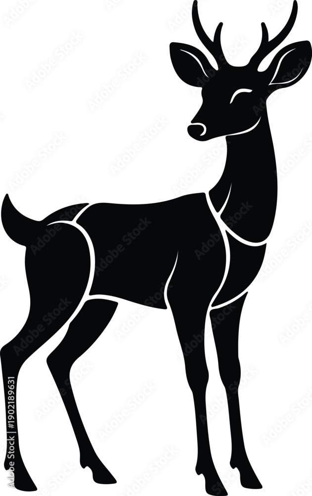 Fototapeta premium silhouette of a graceful buck standing tall in nature vector design