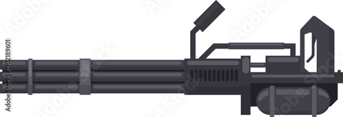 Heavy minigun weapon showing rotating barrels