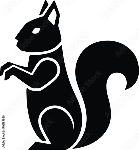 silhouette of a stylized standing squirrel for nature branding vector design
