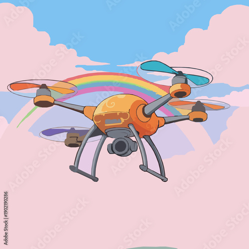 Flying drone silhouette vector set in black color