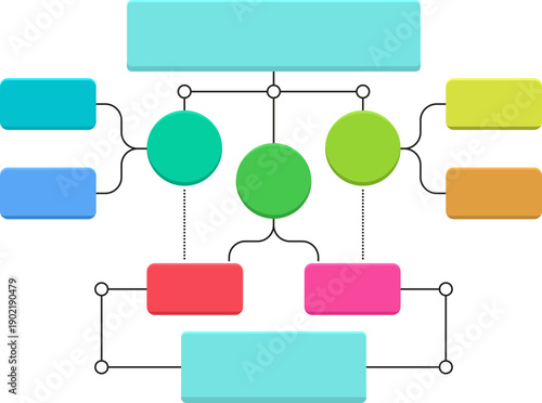 Colorful flowchart displaying hierarchical connections and data structure