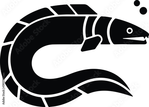 silhouette stylized eel fish ocean aquatic animal simple abstract vector design