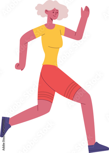 Senior woman running enjoying active healthy lifestyle