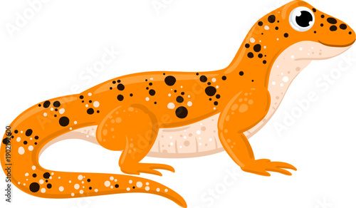 Leopard gecko cartoon standing orange spotted reptile