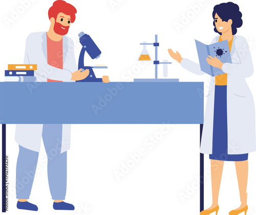 Scientists working in laboratory researching viruses and bacteria