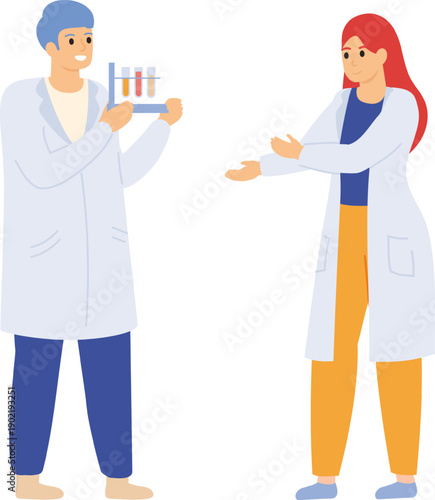 Scientists discussing laboratory research experiment results