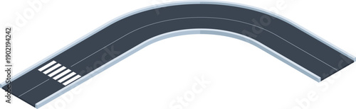 Isometric road segment with pedestrian crossing curve