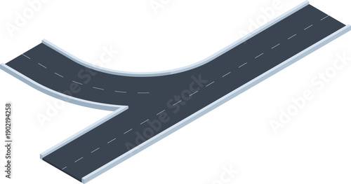Road junction with two diverging paths choice