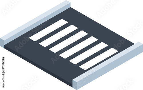Crosswalk lines on asphalt road for pedestrian safety