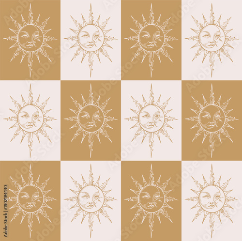 Mystic sun geometric pattern with natural colors