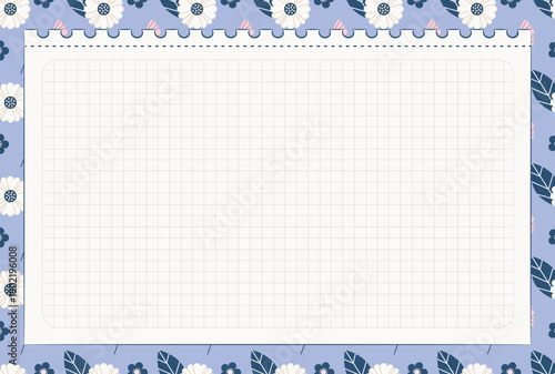 Floral Border Grid Paper Background for Digital Planning and Stationery