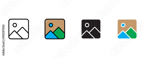 Digital landscape image icon vector. Gallery photo thumbnail and nature scenery media symbol. Vector illustration.