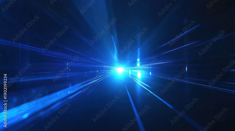 Abstract blue tunnel, light streaks
