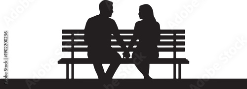 silhouette of a couple sitting on a park bench holding hands