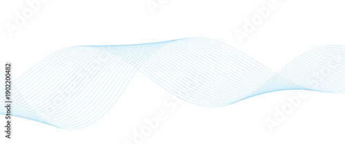 Abstract colorful blue lines on a white background. Blending gradient colors. Digital frequency track equalizer. Line art. Vector illustration.