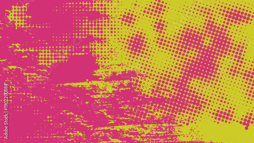 Pink Yellow Halftone Grunge Pop Art Background Abstract Dot Texture