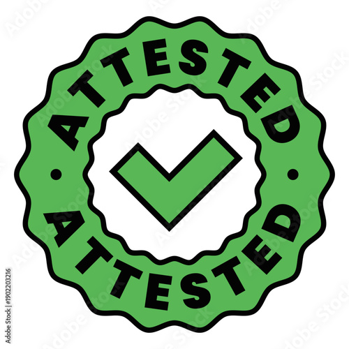 Greet Attested rubber stamp, sticker with checkmark