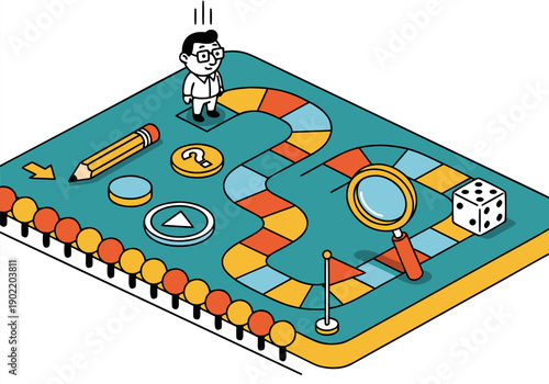Board game illustration representing strategy and problem-solving in business and education