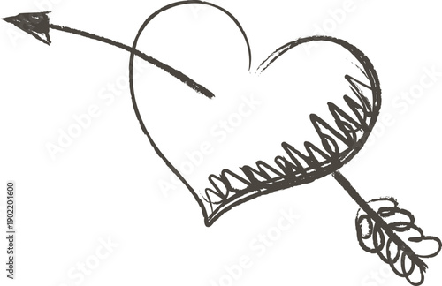 Heart Pierced By Arrow Sketch