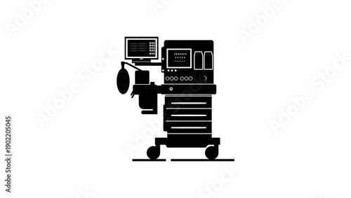 Anesthesia machine, black isolated silhouette
