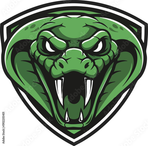 Green Snake Head Logo Design Element.