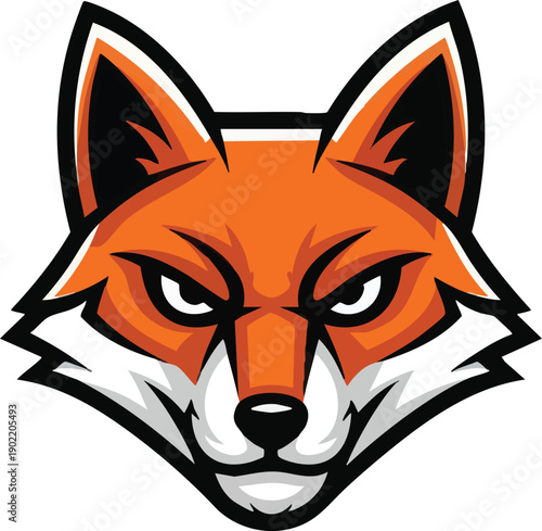 Angry Fox Head Cartoon Illustration.