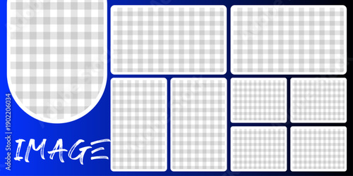 Professional Photo Collage Template with Blue Gradient Background and Multiple Image Grid Slots for Social Media Posts, Portfolio, and Digital Albums