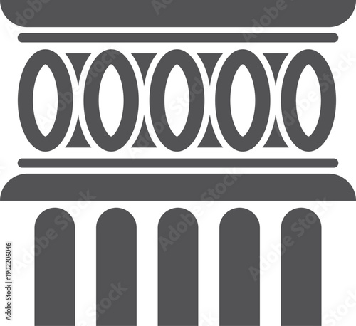 A black and white image of a building with a lot of arches and columns