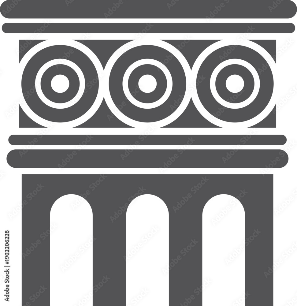 Naklejka premium A black and white drawing of a building with three arches