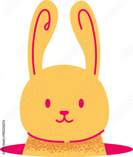 Rabbit Peeking From Burrow Cartoon