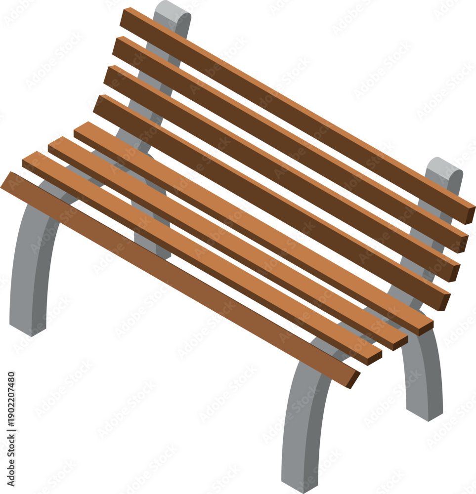 Obraz premium A wooden bench with a silver pole on each end