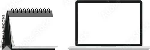 modern workspace with a laptop and notepad for productivity and planning