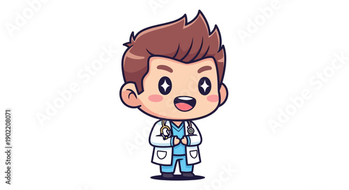 Cartoon Doctor Character in Lab Coat.