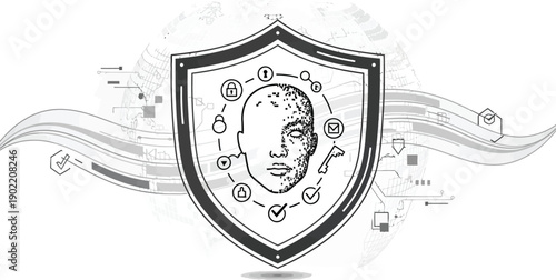 digital security shield illustration representing cyber protection and data privacy