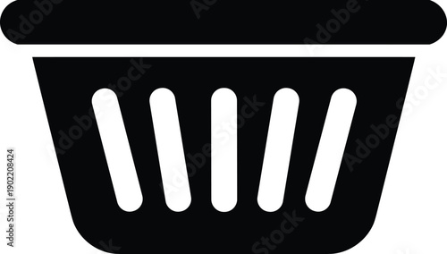 Black and white trash bin icon symbolizing delete, discard, remove, waste management, recycling, digital interface action