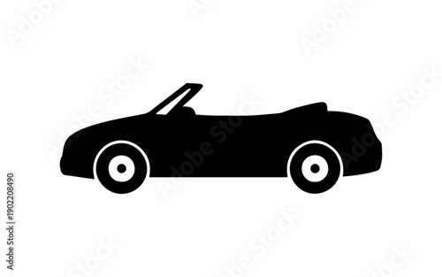 Convertible car icon without the top, road tripping on vacation silhouette