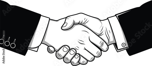Handshake illustration symbolizing trust, partnership, cooperation, business agreement, diplomacy, teamwork, unity, collaboration, contract, alliance, negotiation