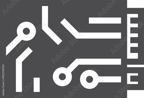 A black and white image of a circuit board with a white outline
